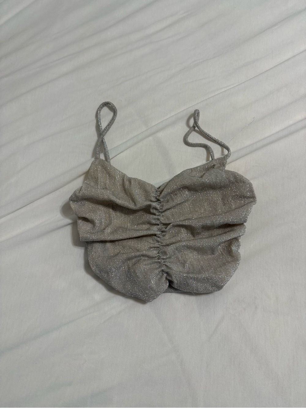 Sparkle Ruched Crop Top - Silver